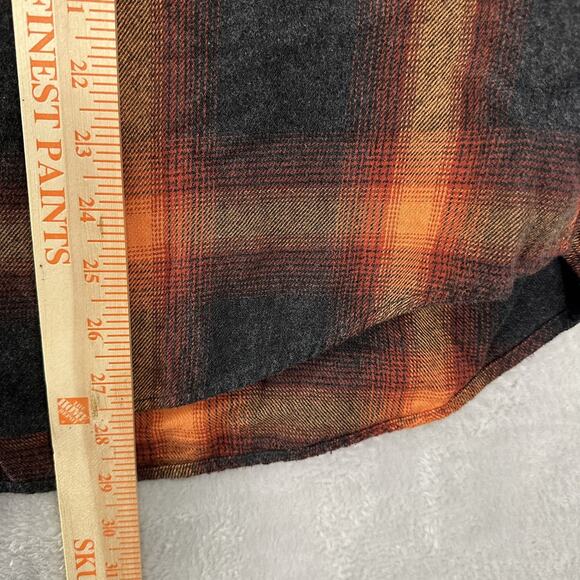 Old Navy The Boyfriend Shirt Orange Plaid Flannel Swift Swiftie Evermore XL - Picture 12 of 14